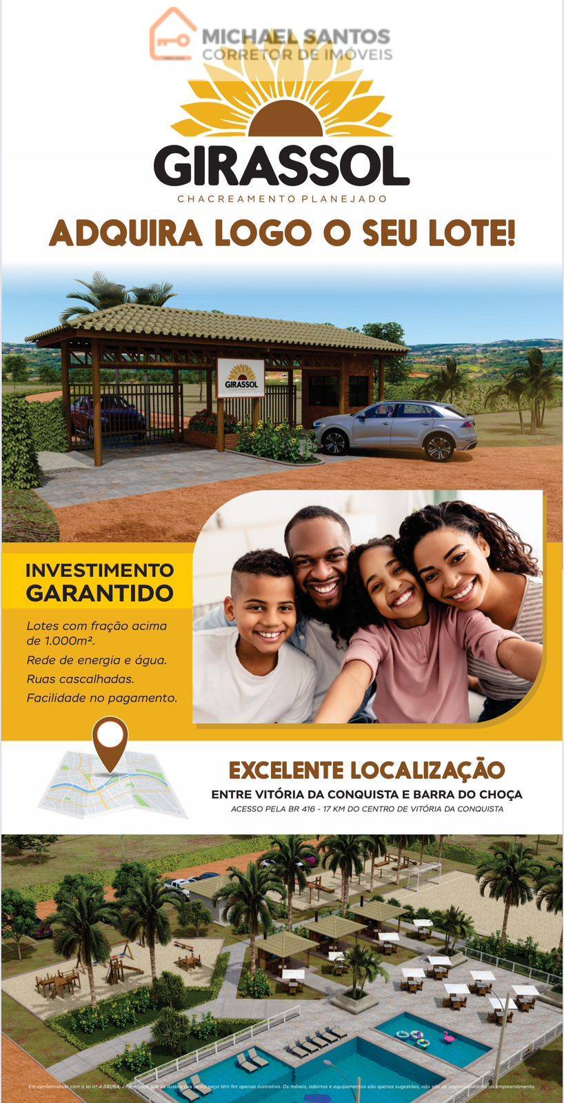 Chácaras de 1.000m2, à 15 km de Conquista, estrada da Barra do Choça, ao lado do Haras Camping Club, 90% vendida! Oportunidade!